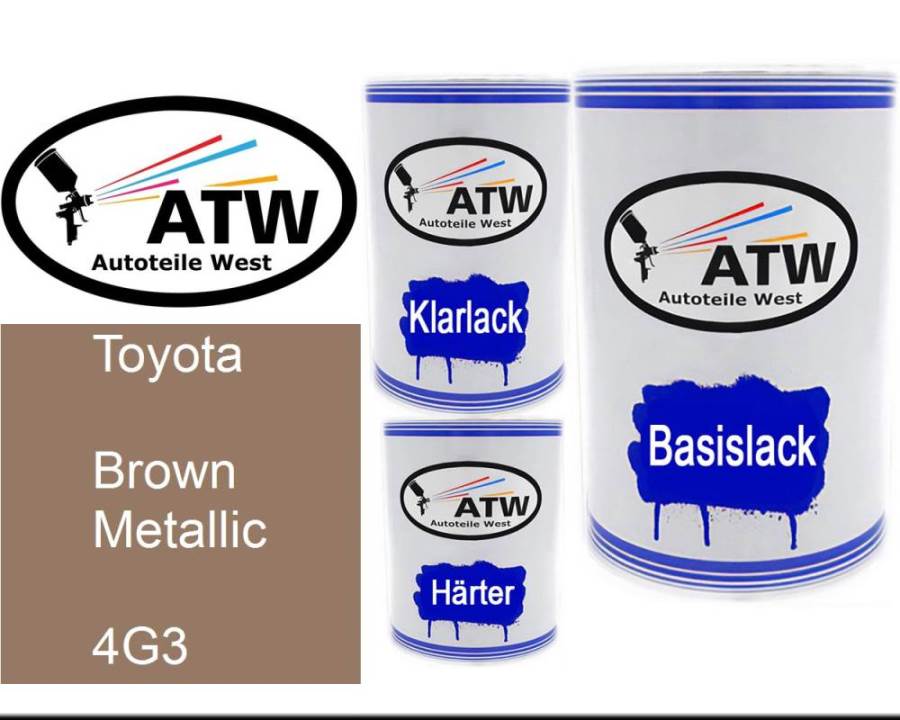 Toyota, Brown Metallic, 4G3: 500ml Lackdose + 500ml Klarlack + 250ml Härter - Set, von ATW Autoteile West.